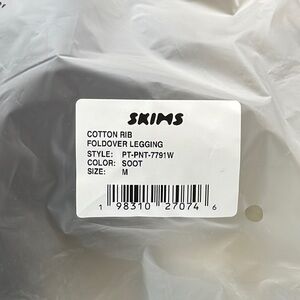 Skims Cotton Rib Foldover Legging in Soot